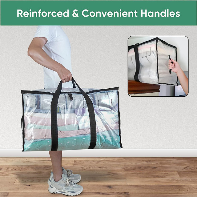 Sacs d'emballage de rangement transparents extra larges avec sangles de sac à dos