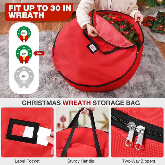 Sac de rangement imperméable pour arbre de Noël avec poignées de transport 