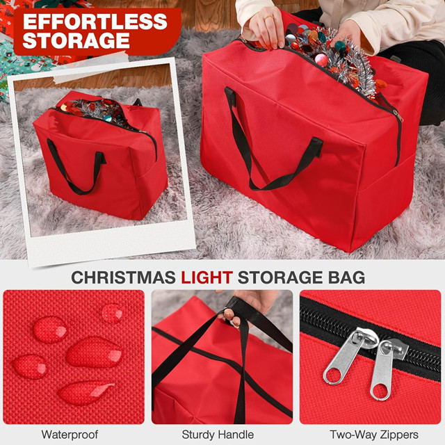 Sac de rangement imperméable pour arbre de Noël avec poignées de transport 