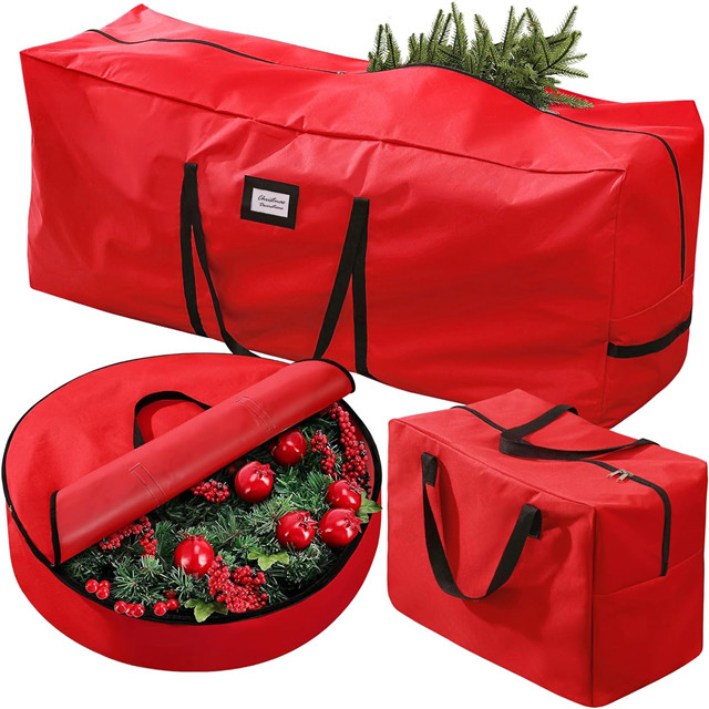 Sac de rangement imperméable pour arbre de Noël avec poignées de transport 